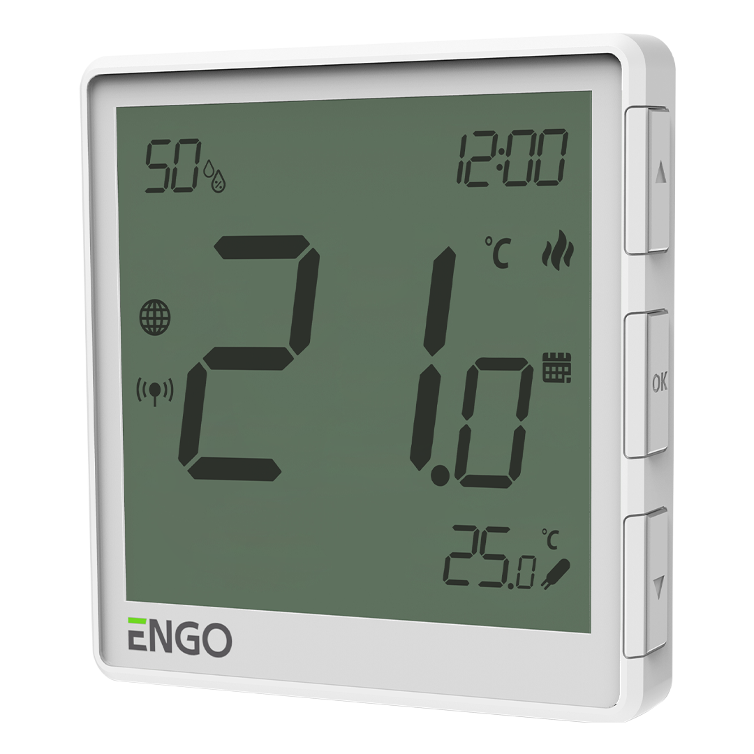 Универсальный терморегулятор, белый, с модулем Zigbee, с питанием 230, с датчиком влажности ENGO