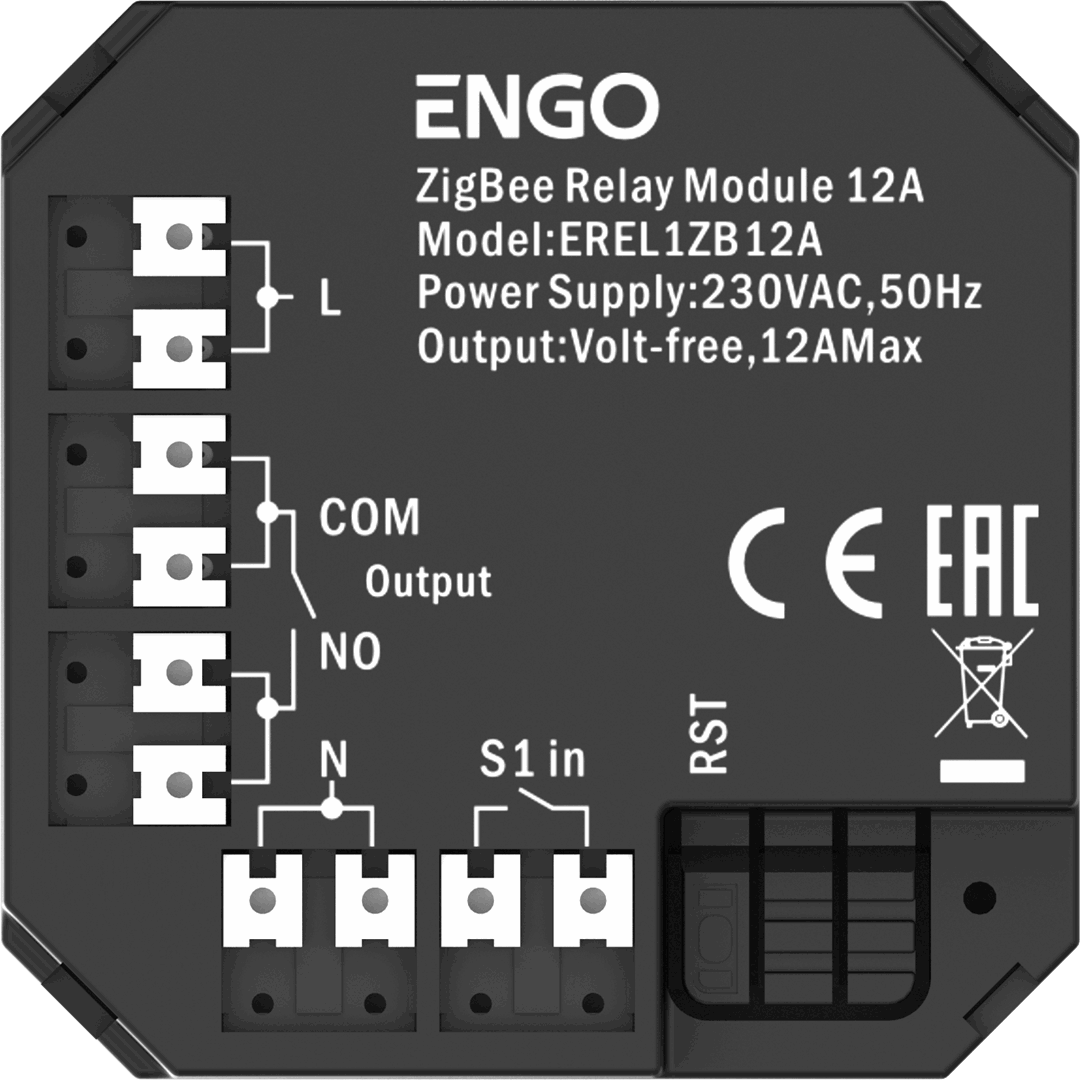 Реле ZigBee, 1x16A, выход NO-COM ENGO