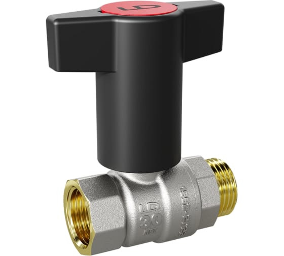 Кран шаровой 1/2" в-н Т-образная ручка LD Pride Ру40 Tmax=150 (Red + Blue)