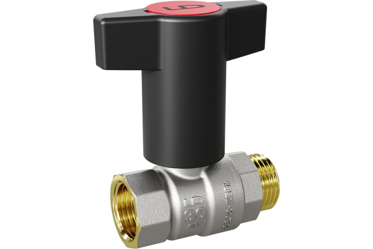 Кран шаровой 3/4" в-н Т-образная ручка LD Pride Ру40 Tmax=150 (Red + Blue)