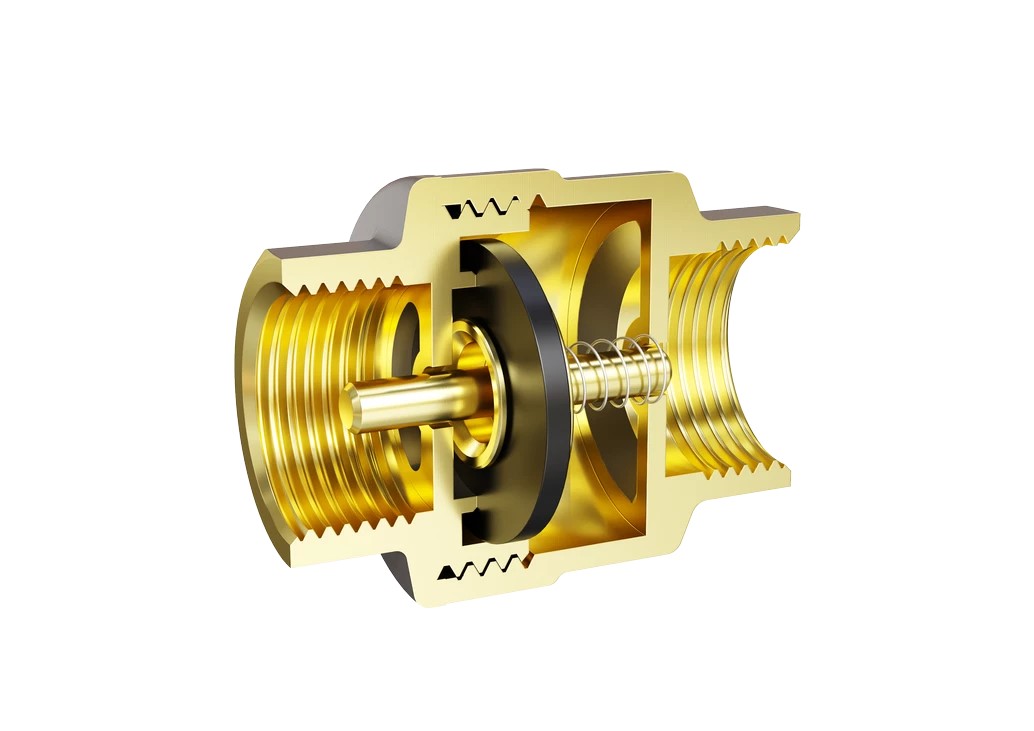 Клапан обратный пружинный латунный шток 1/2" в-в LD Pride Ру40 Tmax=100