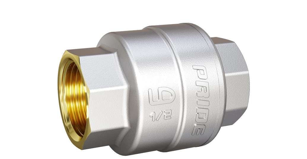 Клапан обратный пружинный латунный шток 1/2" в-в LD Pride Ру40 Tmax=100