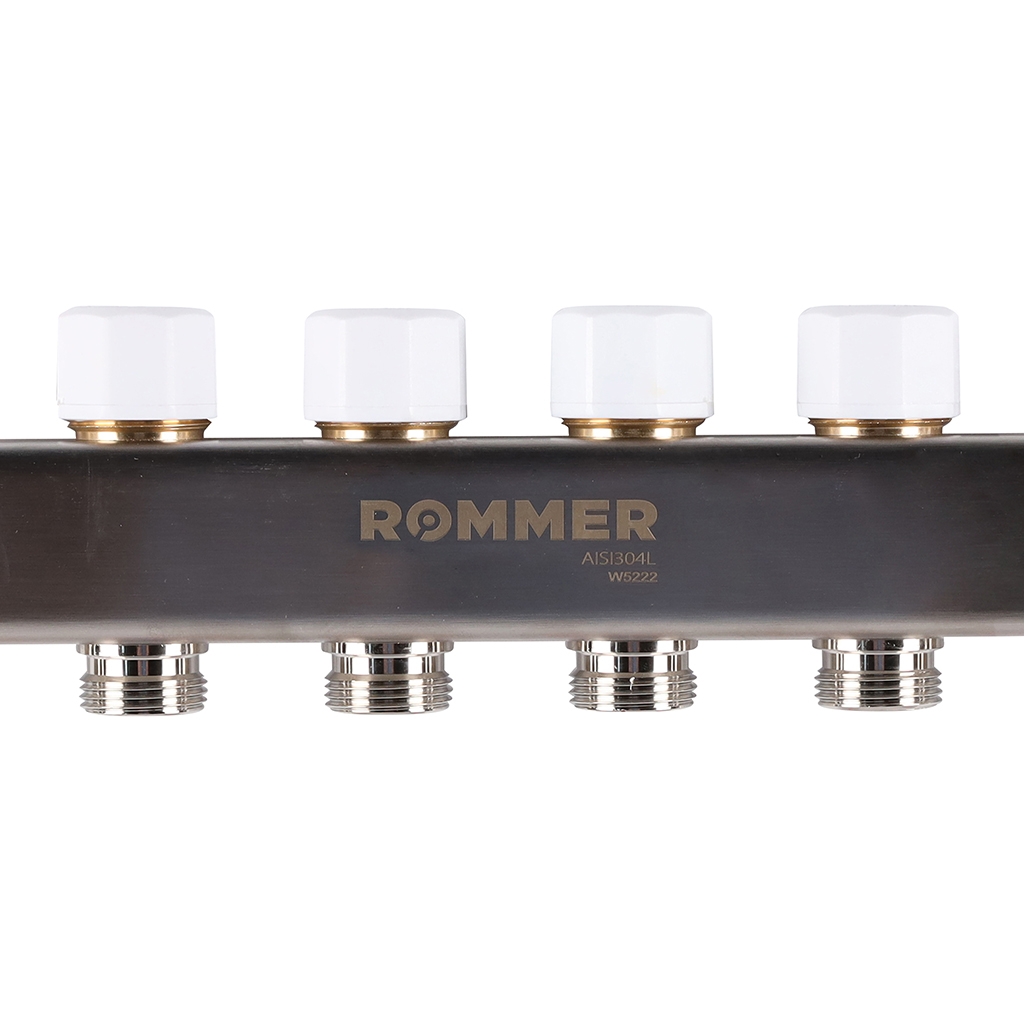 Коллектор из нерж. стали 1"x3/4" ROMMER с расходомерами 6 вых.