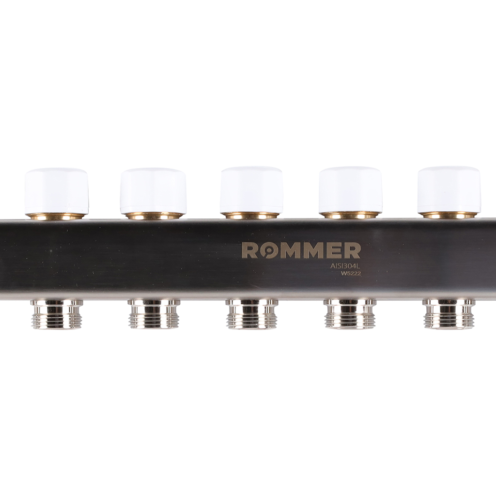 Коллектор из нерж. стали 1"x3/4" ROMMER с расходомерами 8 вых.