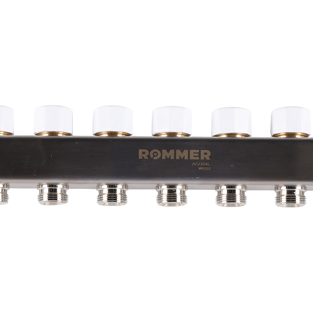 Коллектор из нерж. стали 1"x3/4" ROMMER с расходомерами 9 вых.
