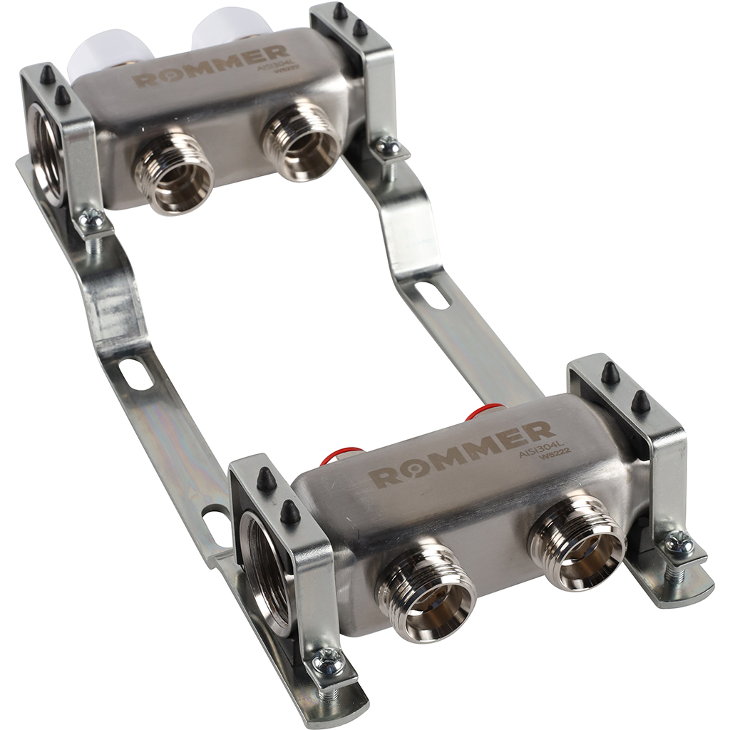 Коллектор из нерж. стали 1"x3/4" ROMMER без расходомерами 2 вых.