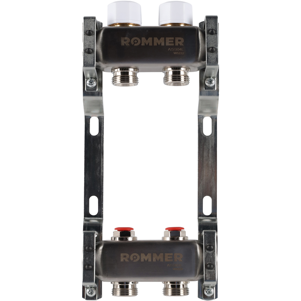 Коллектор из нерж. стали 1"x3/4" ROMMER без расходомерами 2 вых.