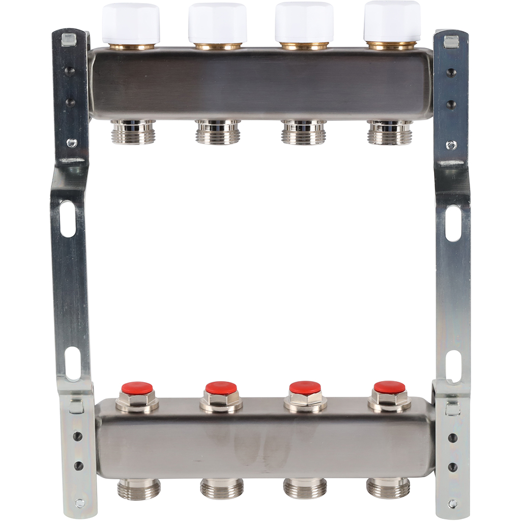 Коллектор из нерж. стали 1"x3/4" ROMMER без расходомерами 4 вых.