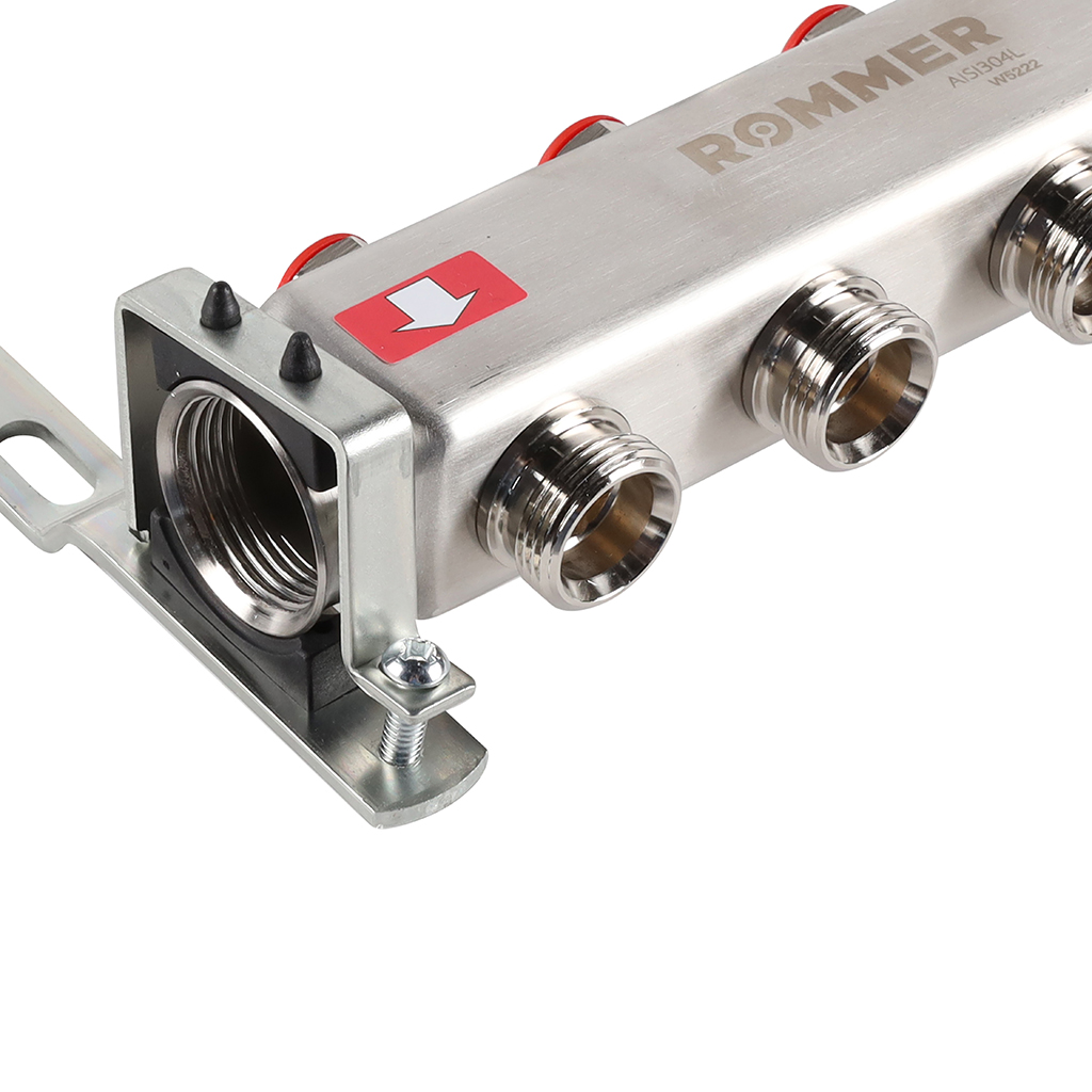 Коллектор из нерж. стали 1"x3/4" ROMMER без расходомерами 4 вых.