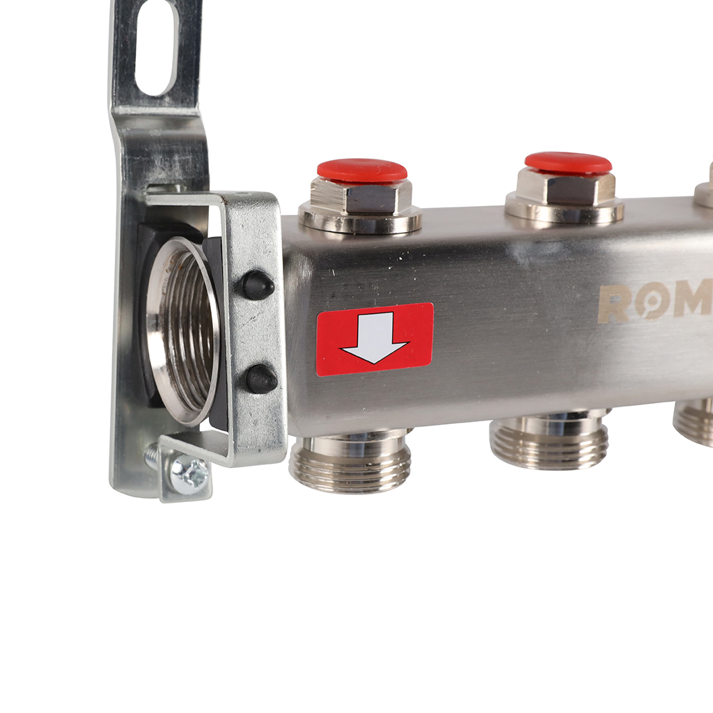 Коллектор из нерж. стали 1"x3/4" ROMMER без расходомерами 4 вых.