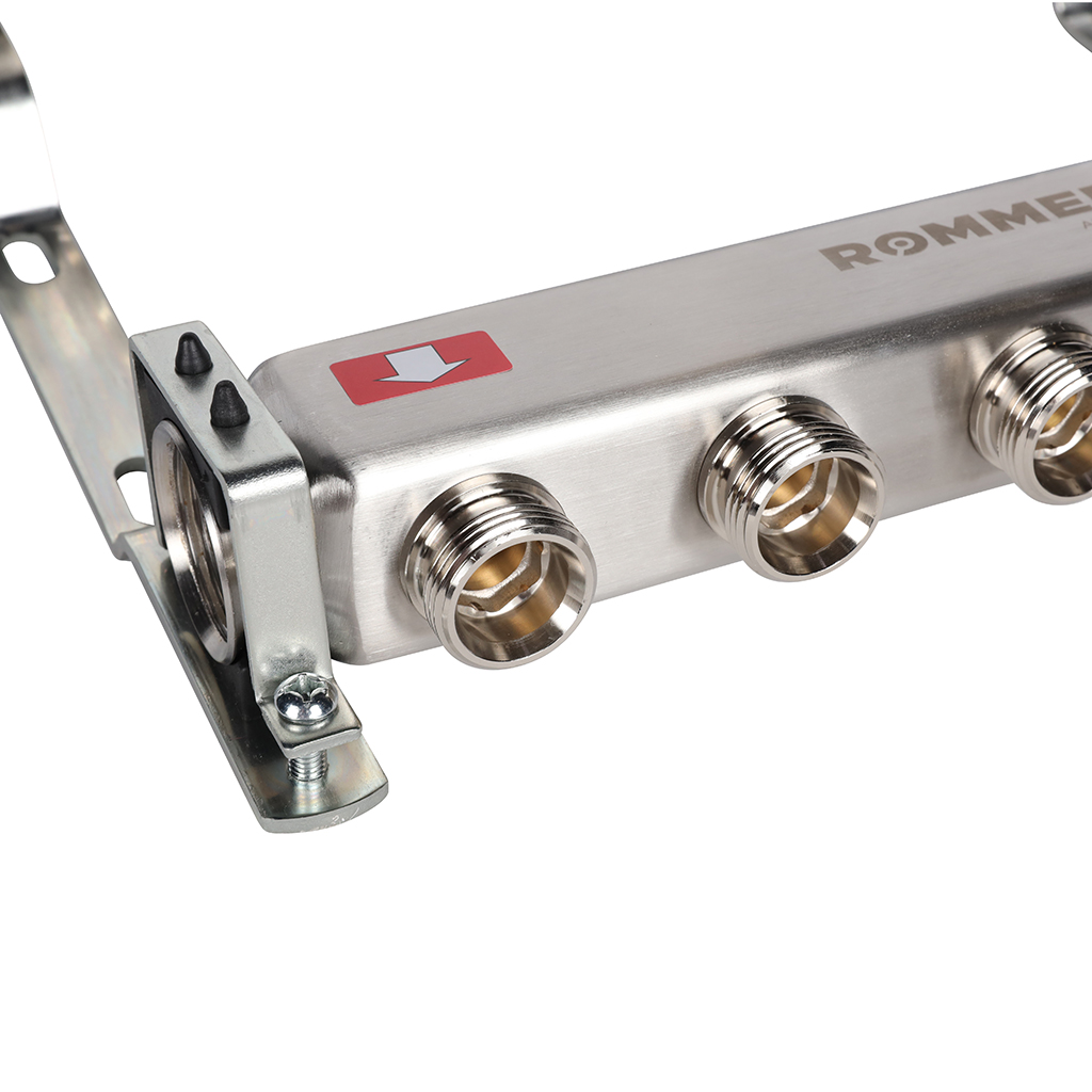 Коллектор из нерж. стали 1"x3/4" ROMMER без расходомерами 5 вых.