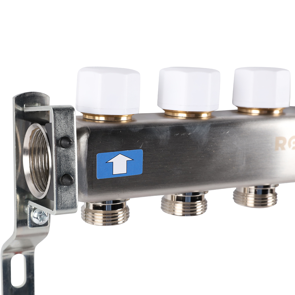 Коллектор из нерж. стали 1"x3/4" ROMMER без расходомерами 6 вых.