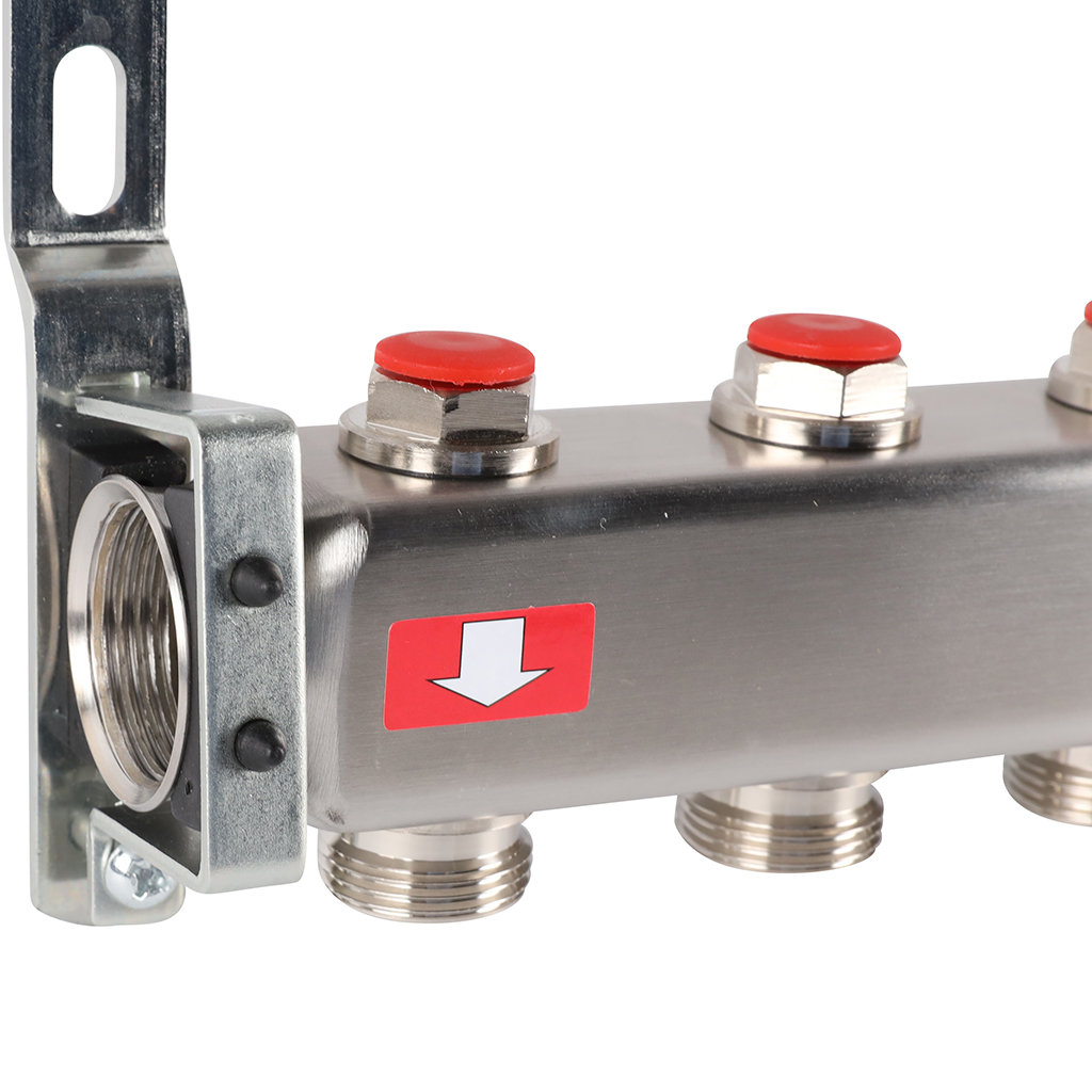 Коллектор из нерж. стали 1"x3/4" ROMMER без расходомерами 6 вых.