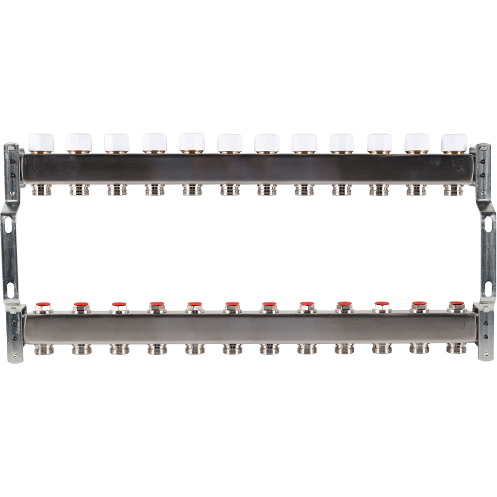 Коллектор из нерж. стали 1"x3/4" ROMMER без расходомерами 12 вых.