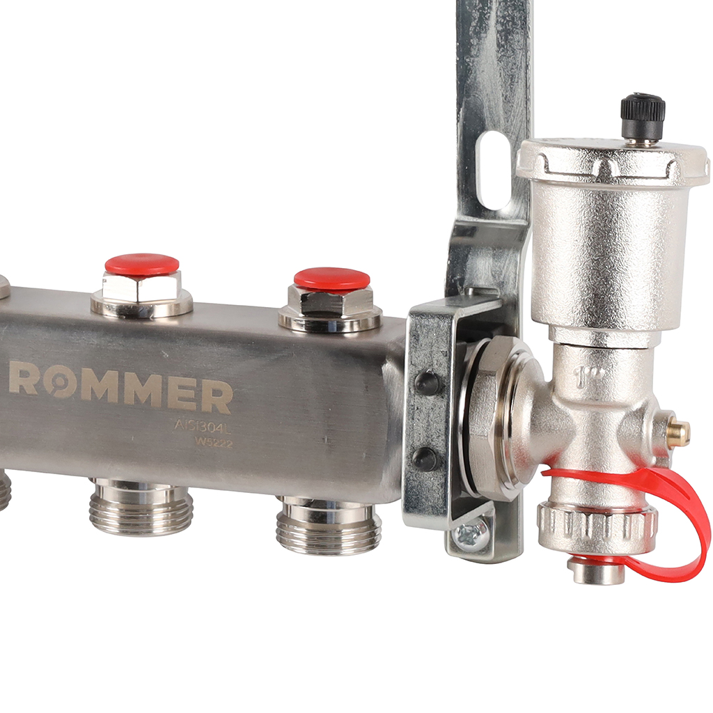 Коллектор из нерж. стали 1"x3/4" ROMMER в сборе без расходомерами 3 вых.