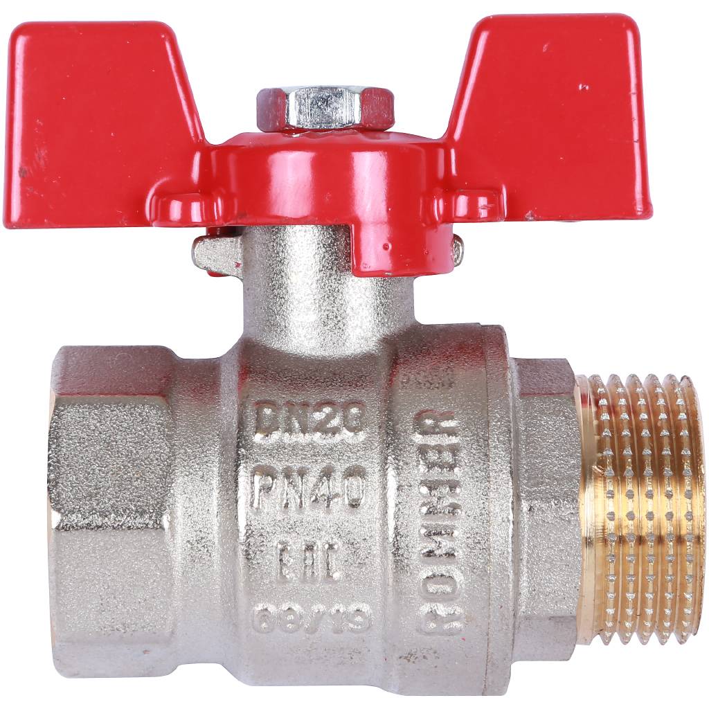 Кран шаровый Rommer 3/4" ВН/НР, ручка бабочка