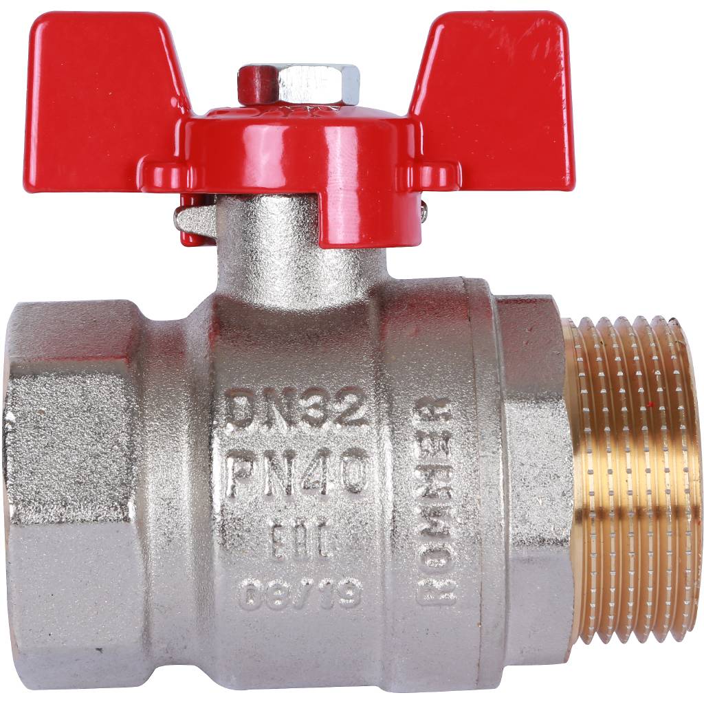 Кран шаровый Rommer 1 1/4" ВН/НР, ручка бабочка