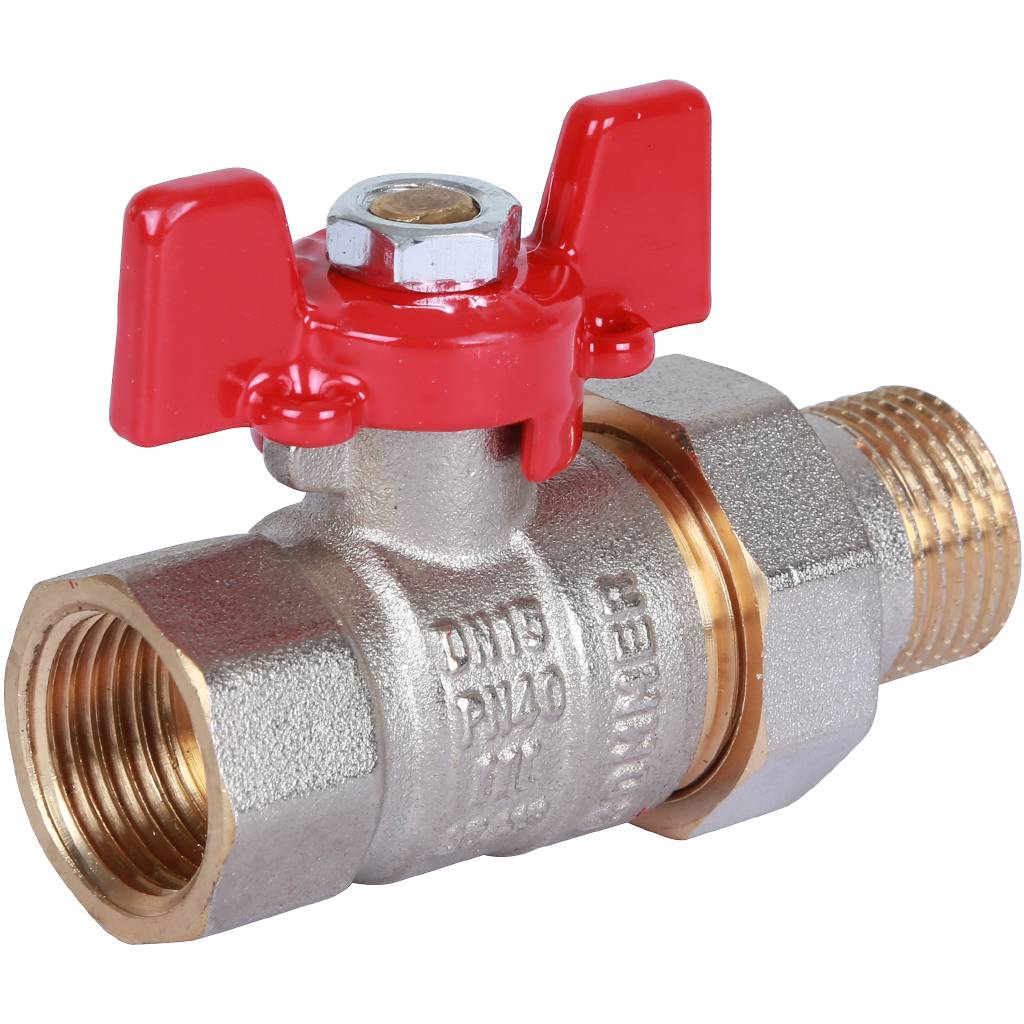Кран шаровый Rommer с американкой 1/2" ВН/НР, ручка бабочка