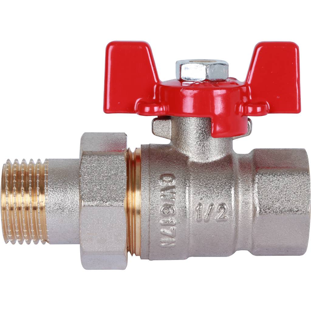 Кран шаровый Rommer с американкой 1/2" ВН/НР, ручка бабочка