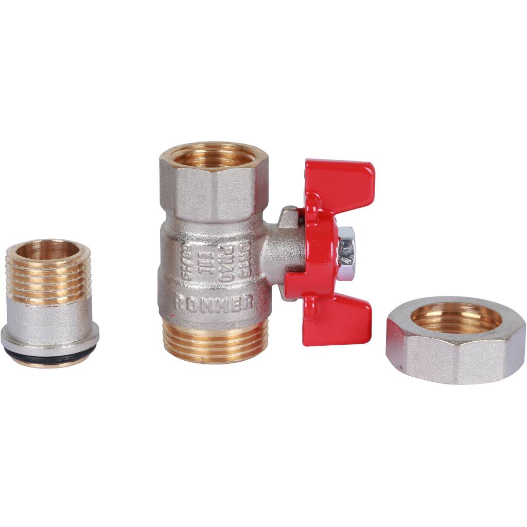 Кран шаровый Rommer с американкой 1/2" ВН/НР, ручка бабочка