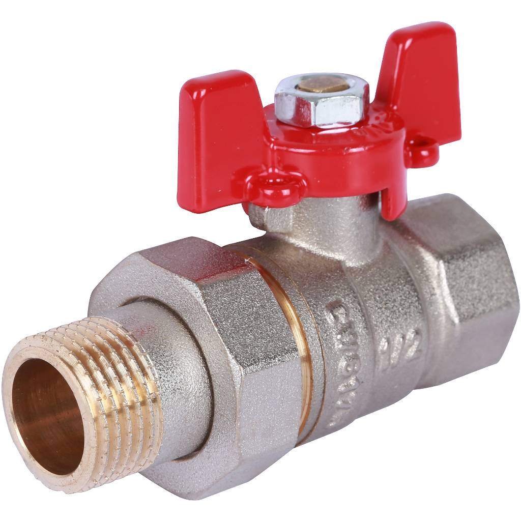 Кран шаровый Rommer с американкой 1/2" ВН/НР, ручка бабочка