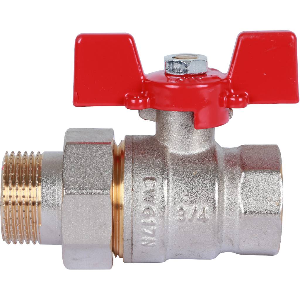 Кран шаровый Rommer с американкой 3/4" ВН/НР, ручка бабочка