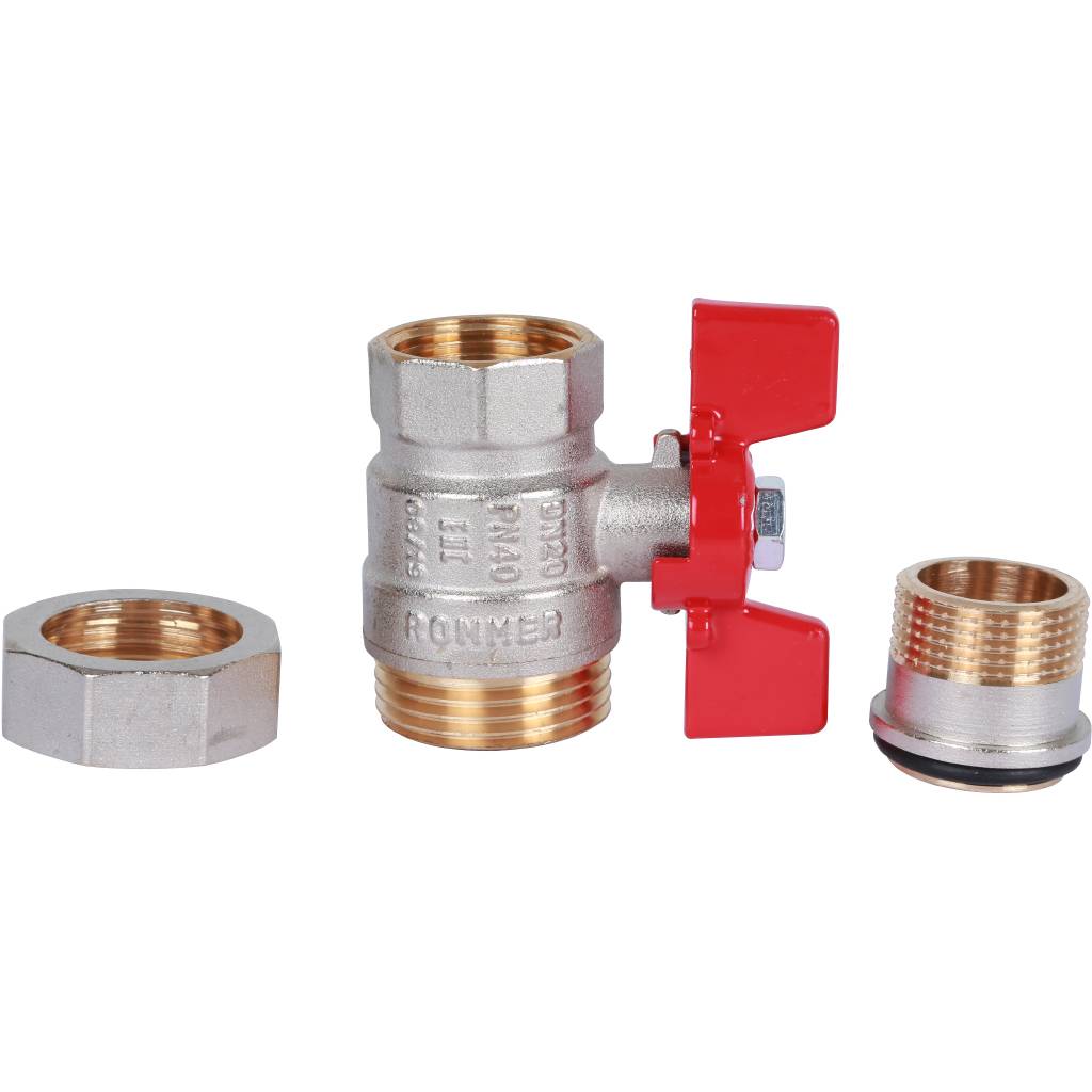 Кран шаровый Rommer с американкой 3/4" ВН/НР, ручка бабочка