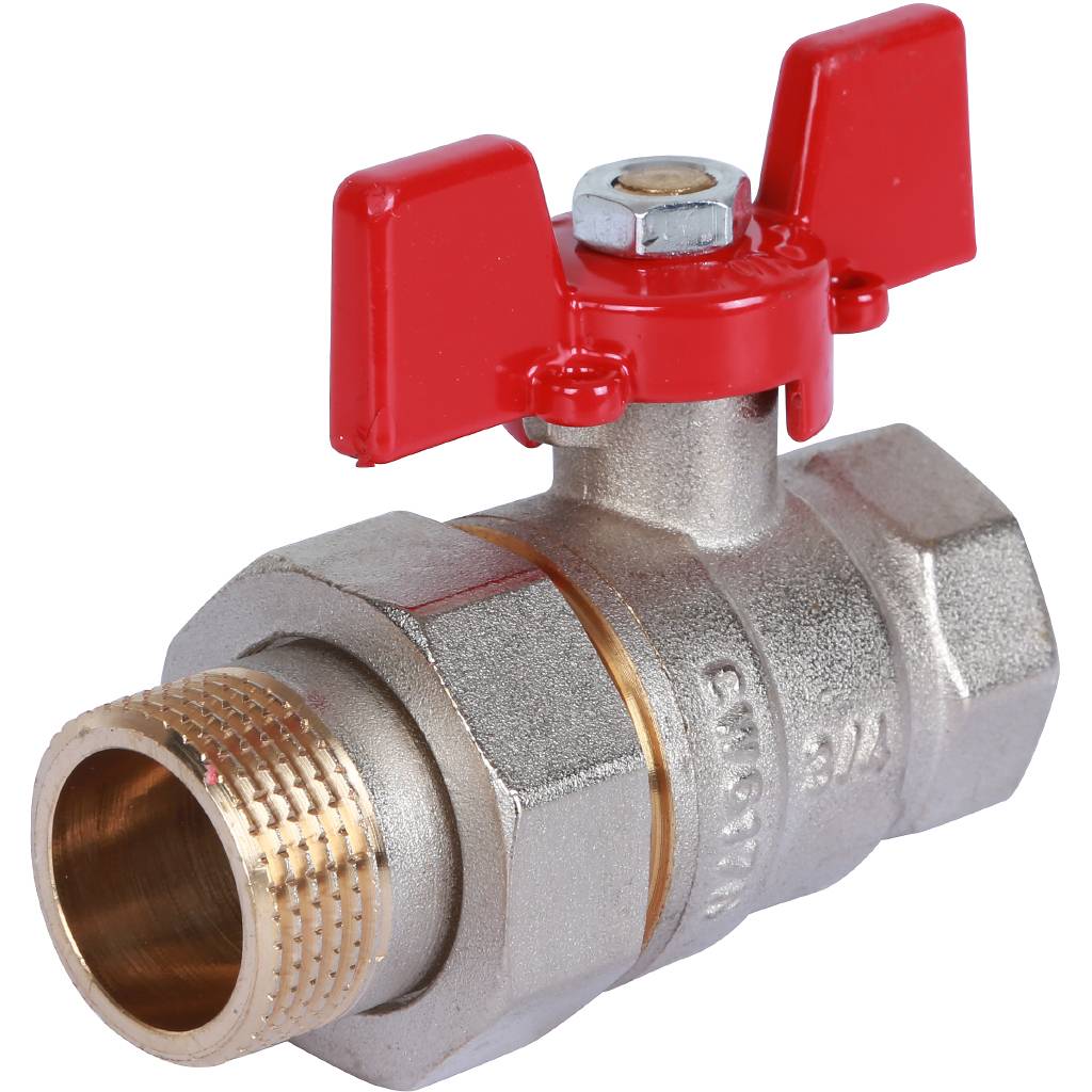 Кран шаровый Rommer с американкой 3/4" ВН/НР, ручка бабочка
