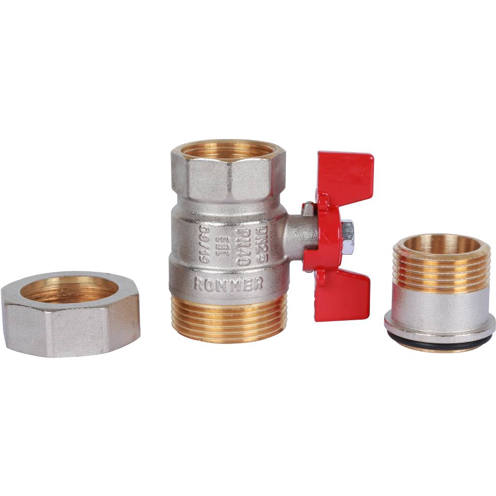 Кран шаровый Rommer с американкой 1" ВН/НР, ручка бабочка