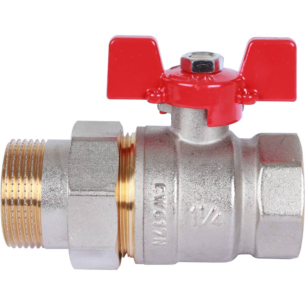 Кран шаровый Rommer с американкой 1 1/4" ВН/НР, ручка бабочка