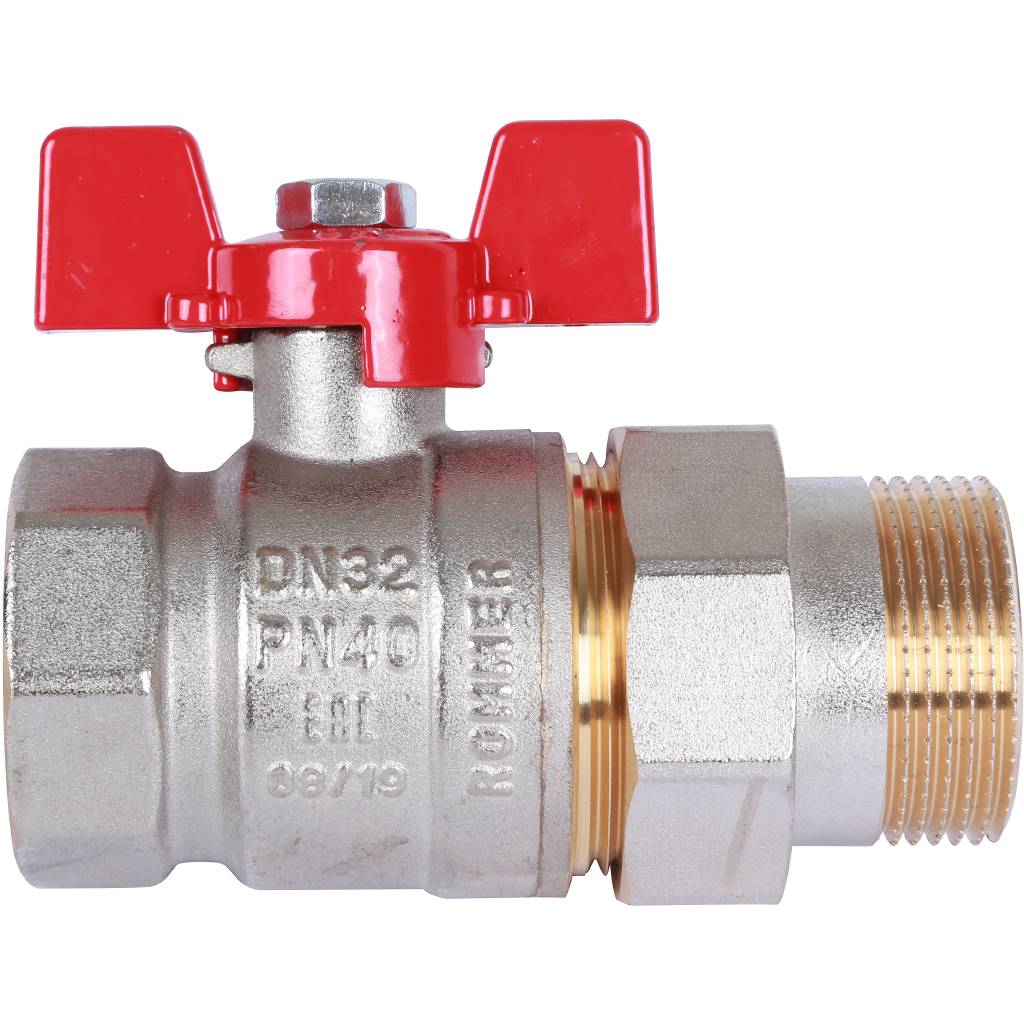 Кран шаровый Rommer с американкой 1 1/4" ВН/НР, ручка бабочка