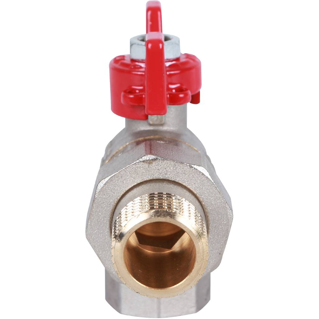 Кран шаровый Rommer угловой с американкой 1/2" ВН/НР, ручка бабочка
