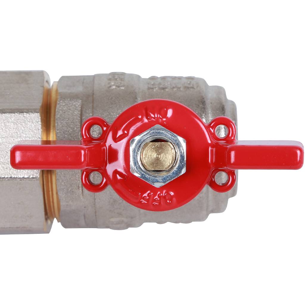 Кран шаровый Rommer угловой с американкой 3/4" ВН/НР, ручка бабочка