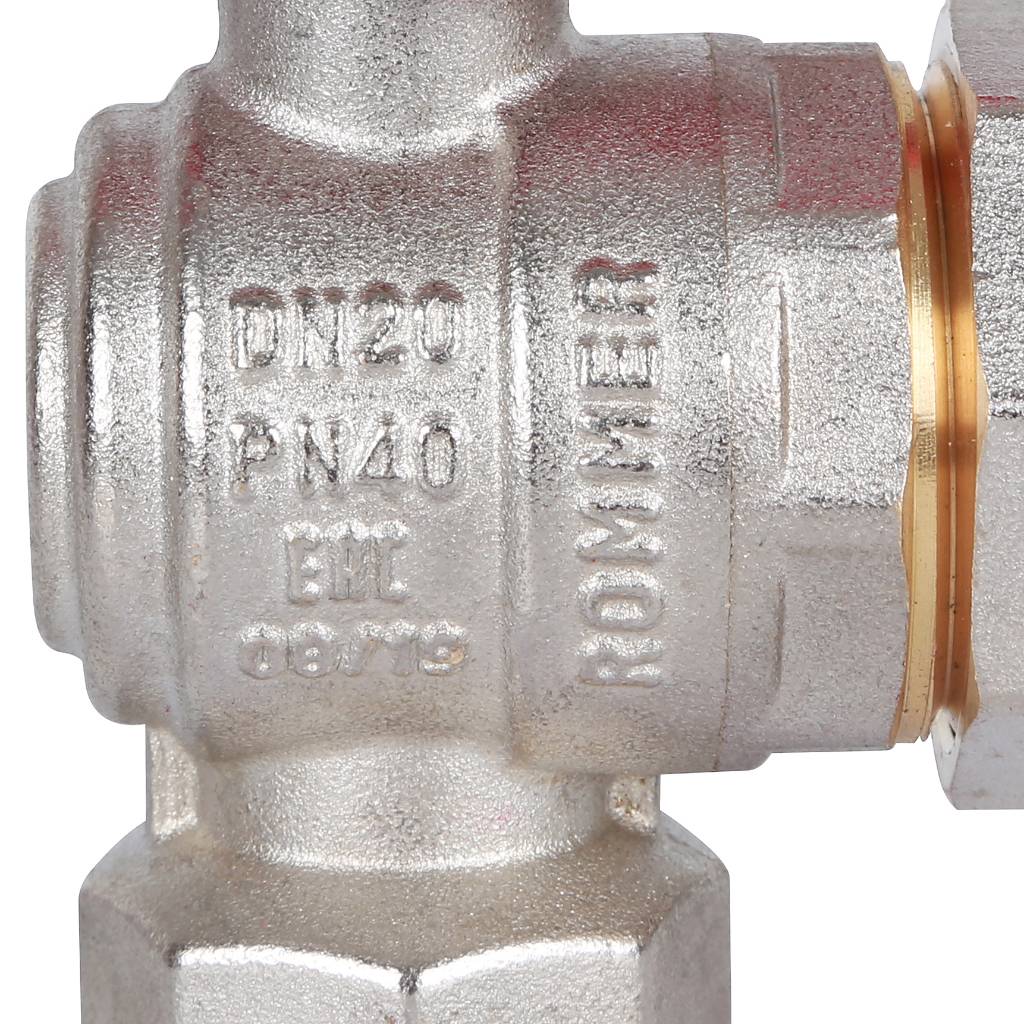 Кран шаровый Rommer угловой с американкой 3/4" ВН/НР, ручка бабочка
