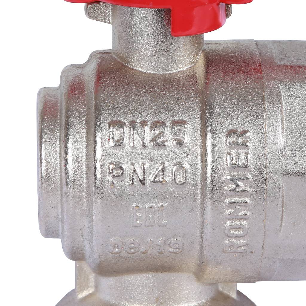 Кран шаровый Rommer угловой с американкой 1" ВН/НР, ручка бабочка