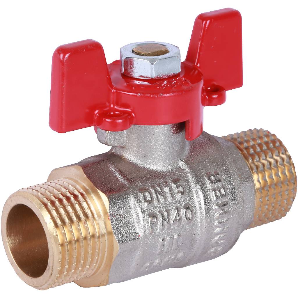 Кран шаровый Rommer 1/2" НР/НР, ручка бабочка