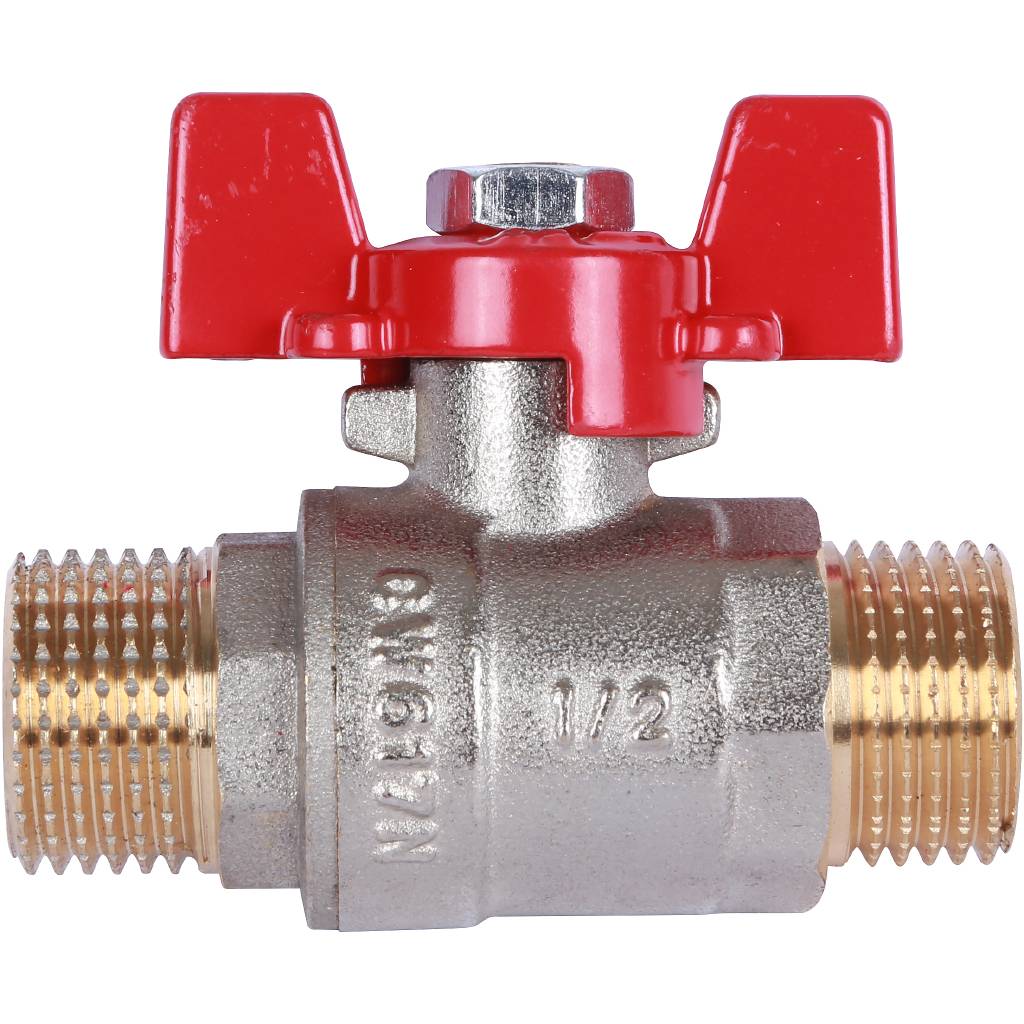 Кран шаровый Rommer 1/2" НР/НР, ручка бабочка