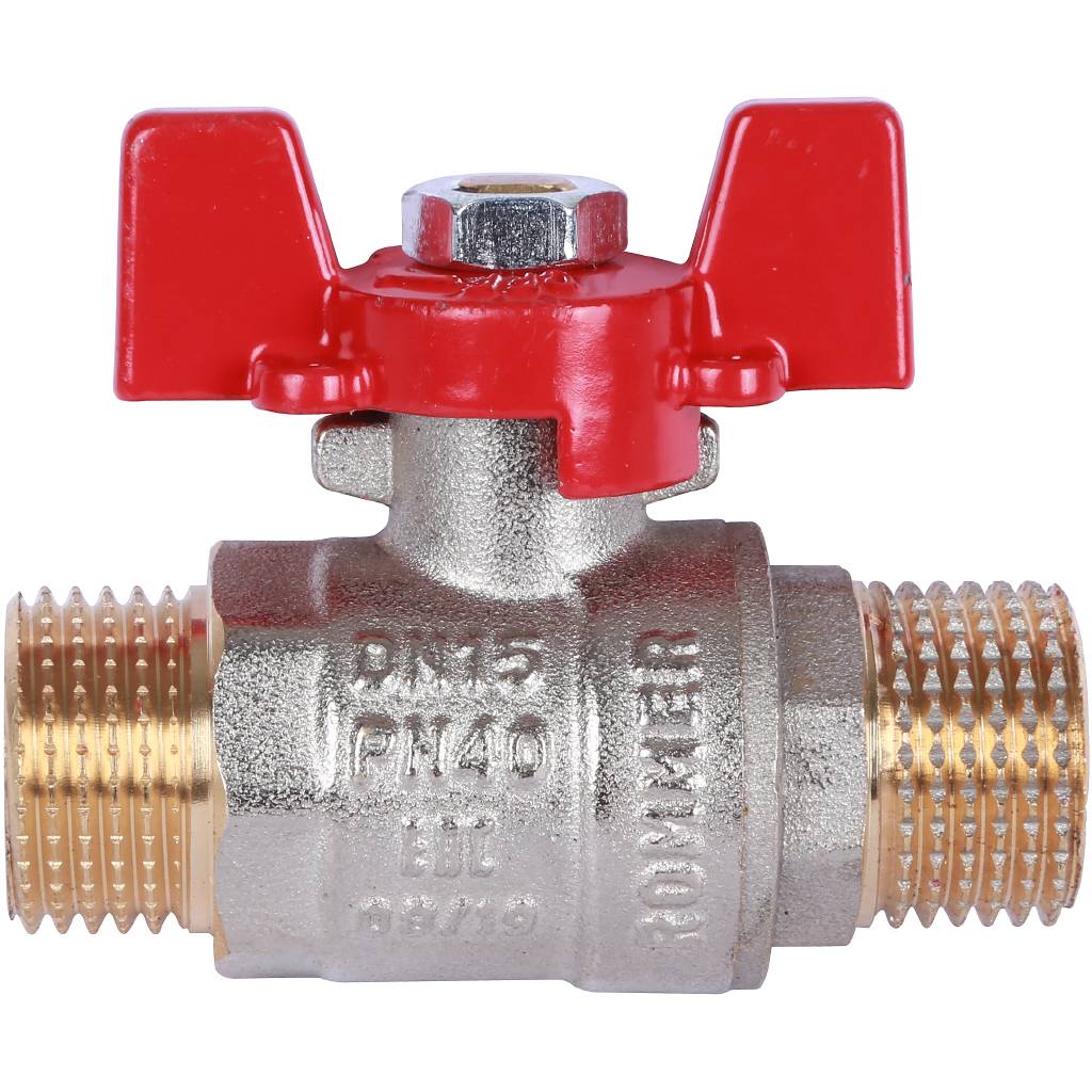 Кран шаровый Rommer 1/2" НР/НР, ручка бабочка