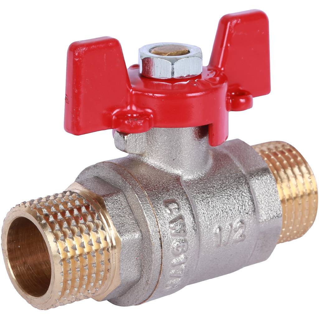 Кран шаровый Rommer 1/2" НР/НР, ручка бабочка