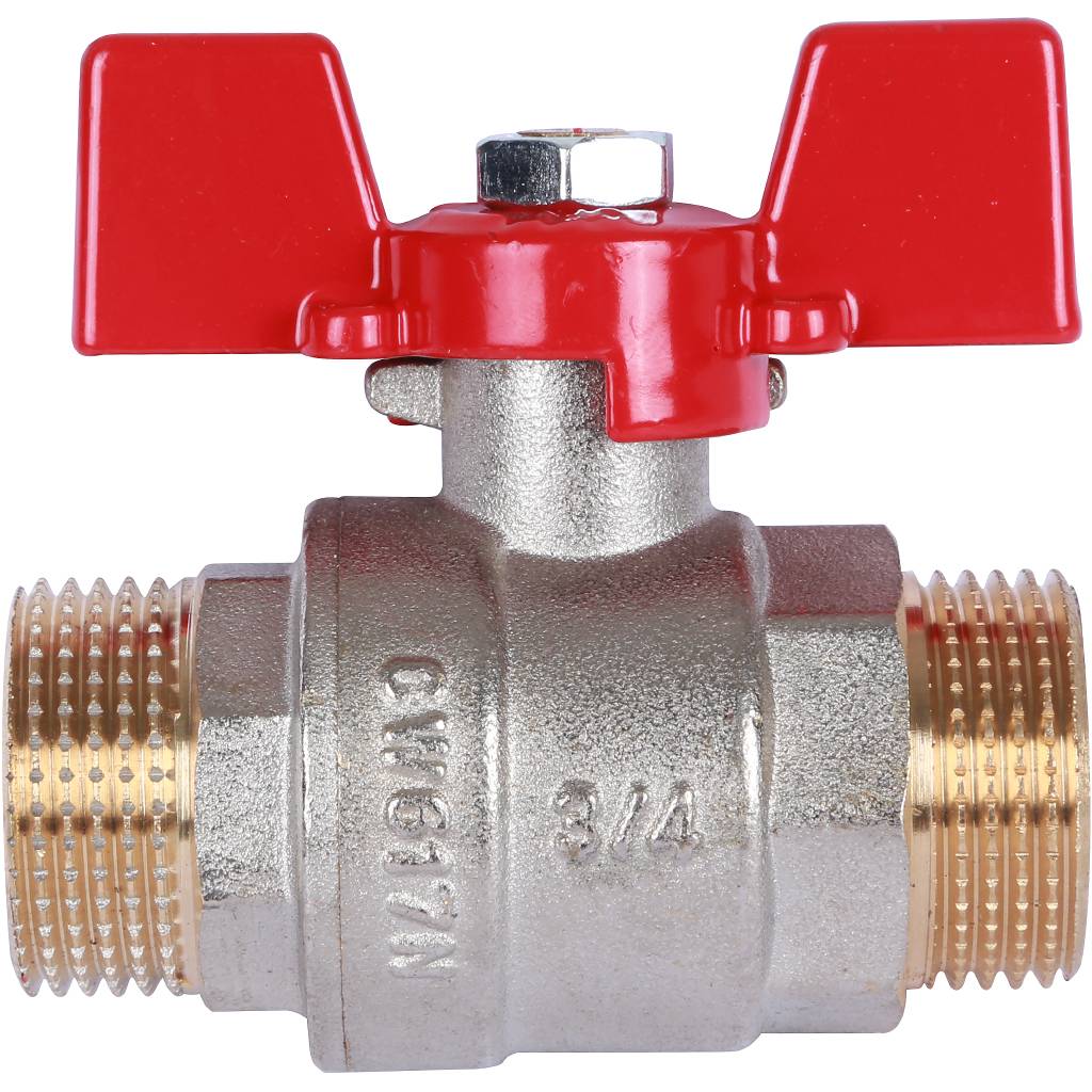 Кран шаровый Rommer 3/4" НР/НР, ручка бабочка