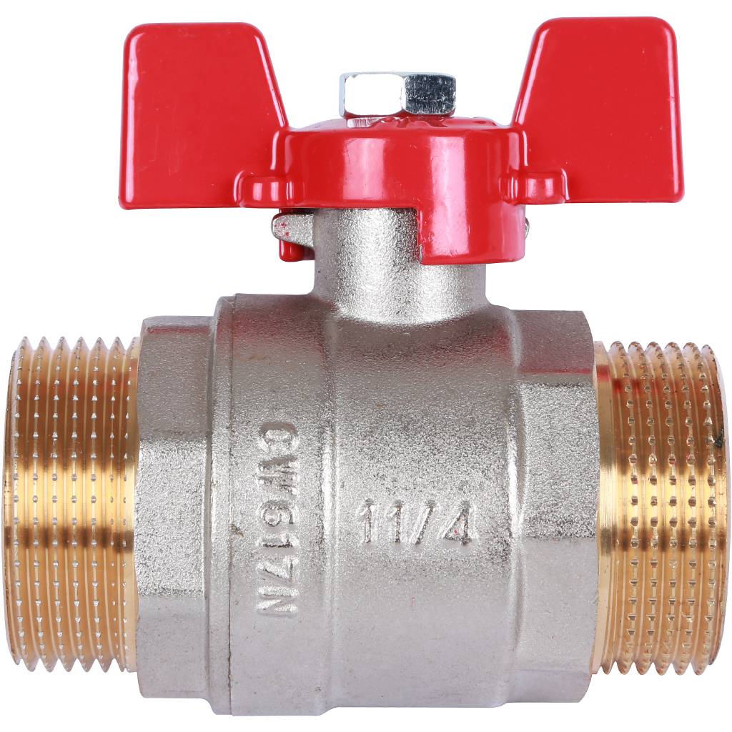 Кран шаровый Rommer 1 1/4" НР/НР, ручка бабочка