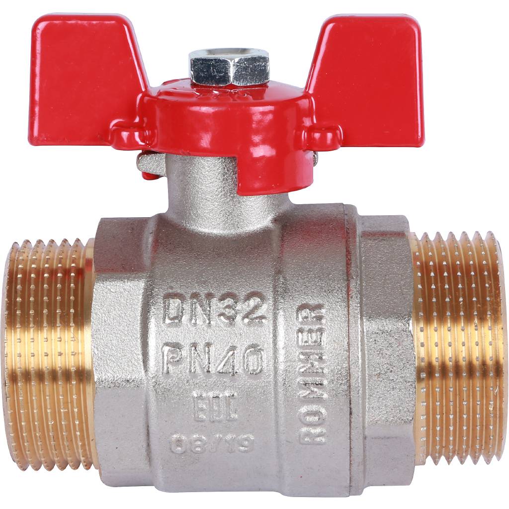 Кран шаровый Rommer 1 1/4" НР/НР, ручка бабочка