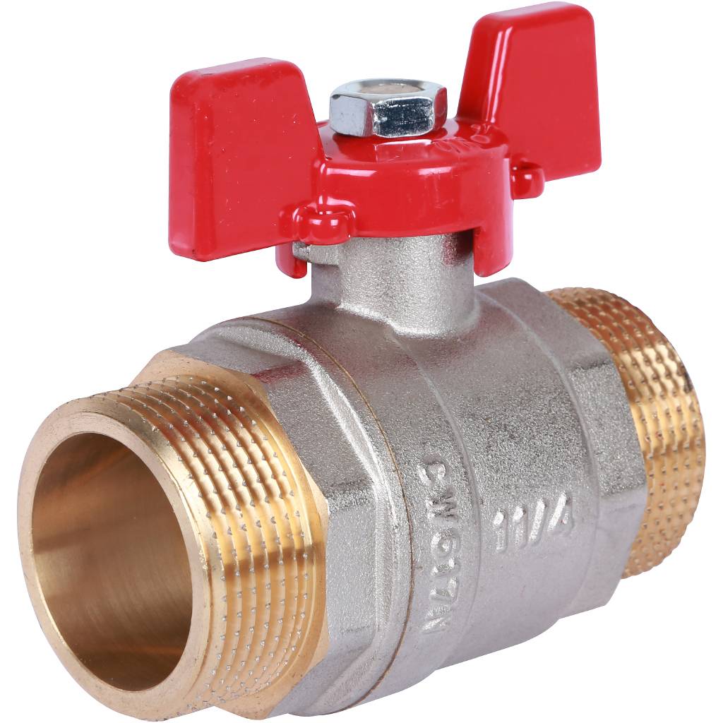 Кран шаровый Rommer 1 1/4" НР/НР, ручка бабочка