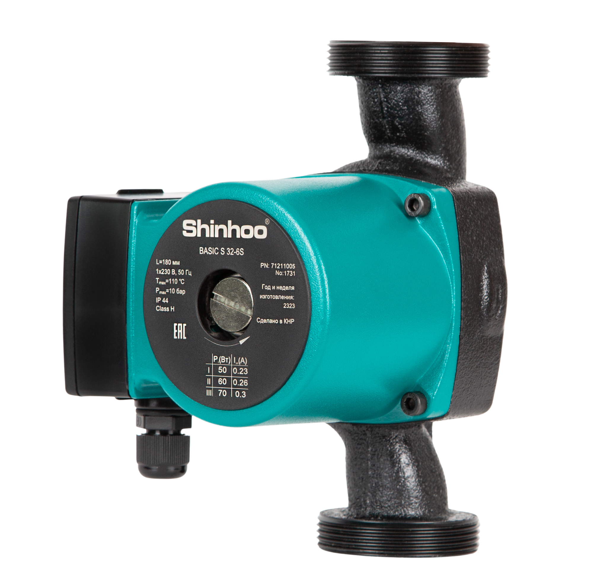 Насос циркуляционный Shinhoo BASIC S 32-6S с гайками