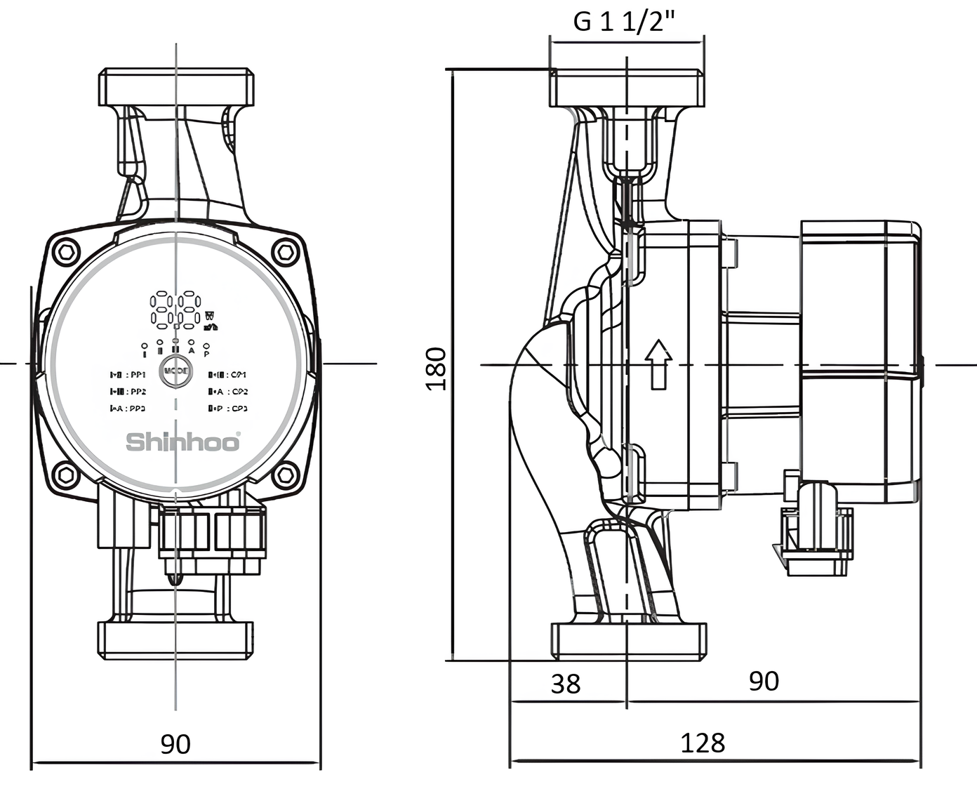 Насос циркуляционный энергоэффективный Shinhoo MASTER S 25-4 с гайками