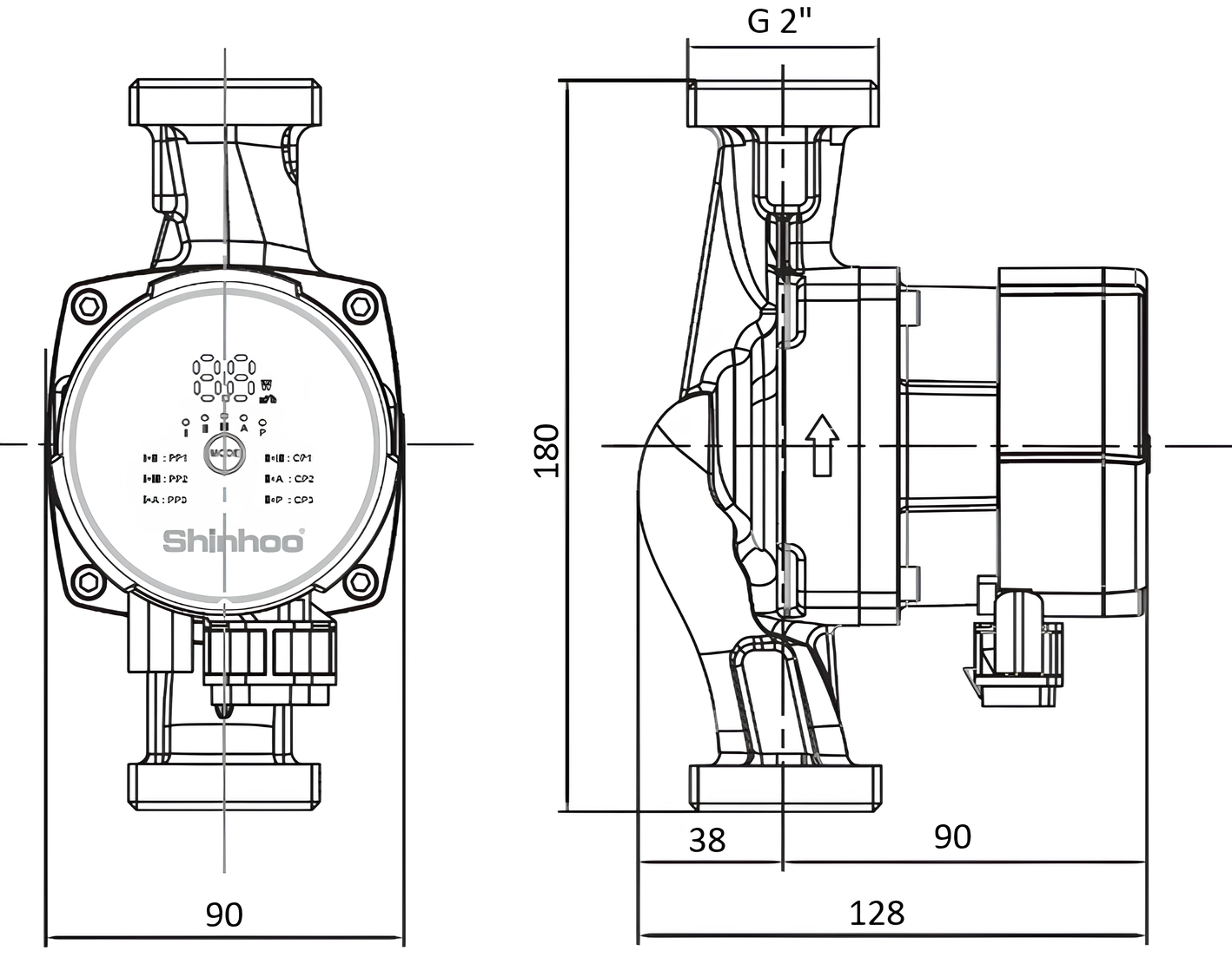 Насос циркуляционный энергоэффективный Shinhoo MASTER S 32-6 с гайками