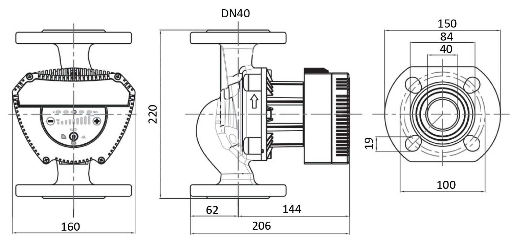 Насос циркуляционный энергоэффективный Shinhoo MEGA 40-10F, фланцевый 220В