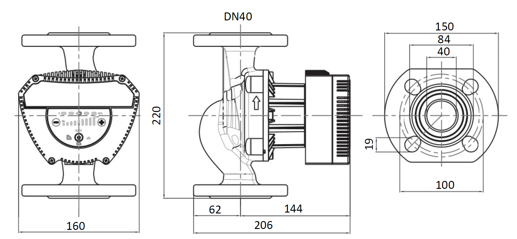 Насос циркуляционный энергоэффективный Shinhoo MEGA 40-6F, фланцевый 220В