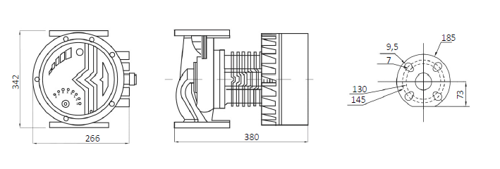 Насос циркуляционный энергоэффективный Shinhoo MEGA S 65-12F, фланцевый 220В