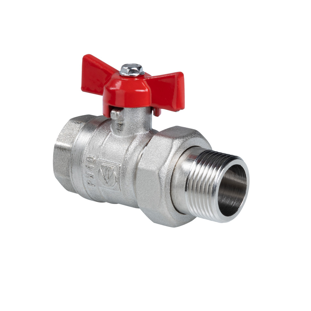Кран шаровой СТАНДАРТ, никель, с полусгоном 1 1/4", вн.-нар. PN40 (ГОСТ)